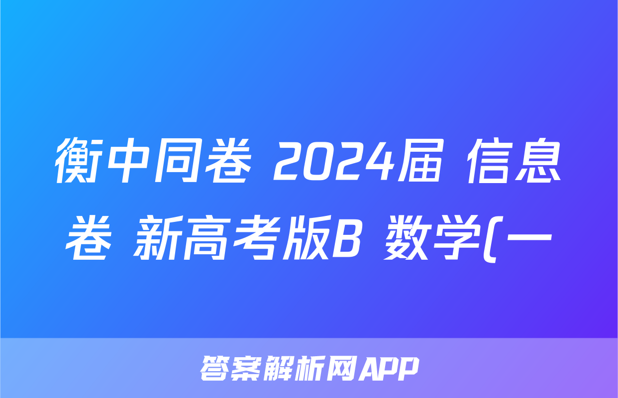 衡中同卷 2024届 信息卷 新高考版B 数学(一)1试题
